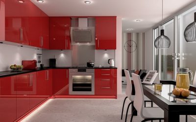 Grand Gourmet – Red Themed Kitchen with Polished Concrete Floors
