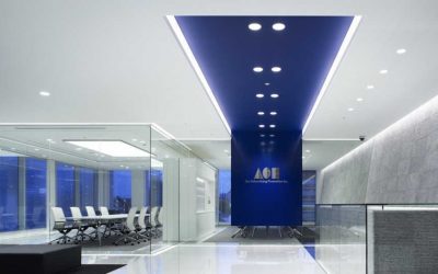 Blue Themed Offices with Polished Concrete Floors – Trending Now!