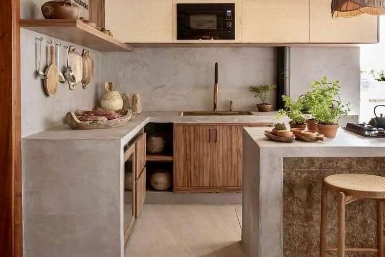 Polished concrete floors in the kitchen