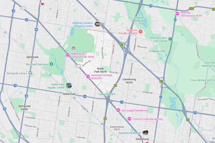 Noble Park North map Lyndhurst Polished Concrete Garage Floors